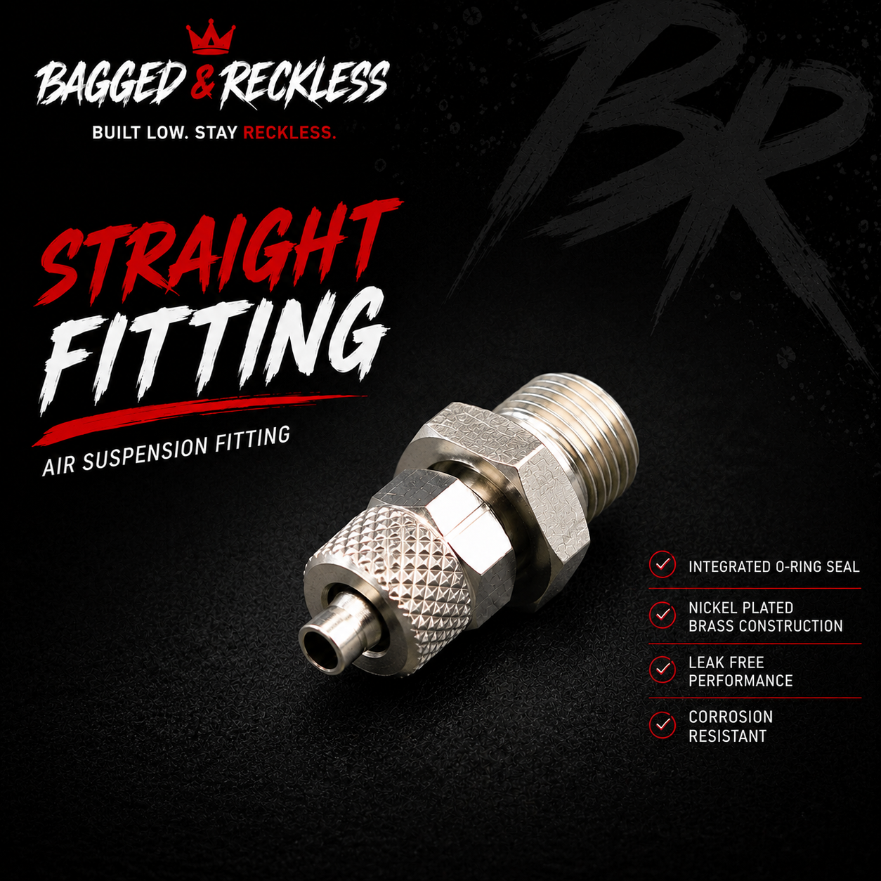 Bagged & Reckless Straight Fitting – 1/4"G Male Thread x 6mm Airline